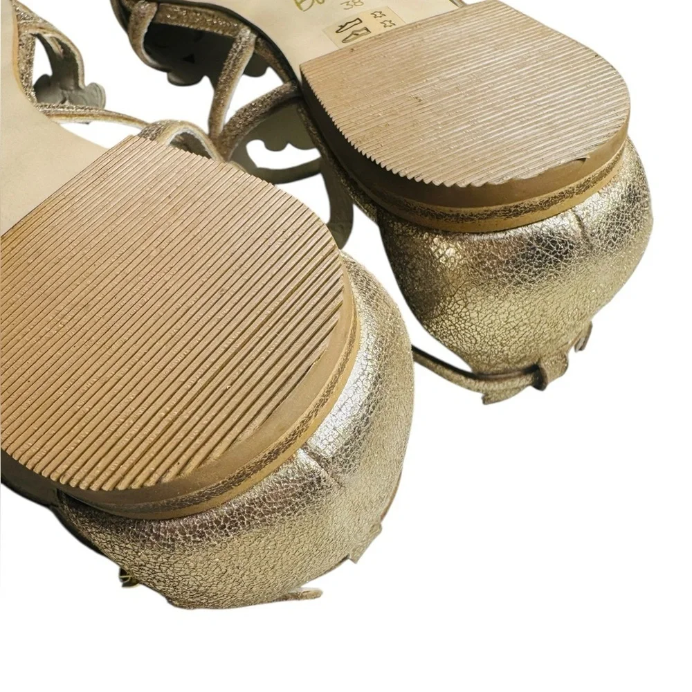 Boden Gold Metallic Leather Filigree Flat Sandals Size 38/ US 7 NEW - Picture 5 of 13